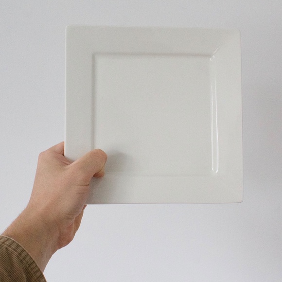 Fishs Eddy Square Plates Set of 2 Solid White Ceramic 8” Salad Appetizer Plates - Picture 7 of 7